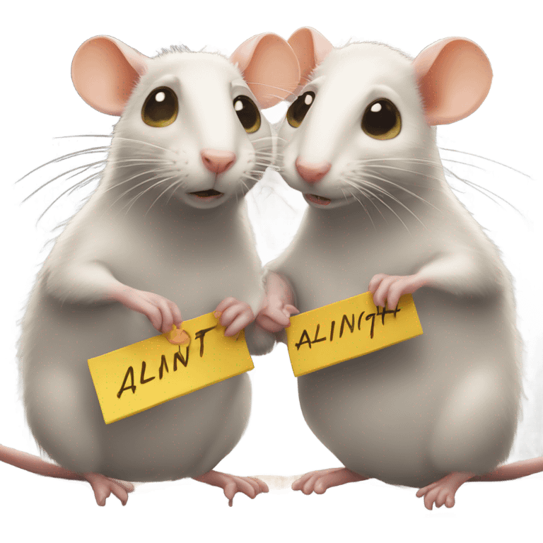 Two rats are holding a sign with the inscription "ALINGHT" emoji