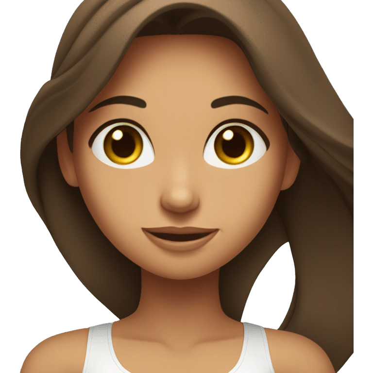 Tanned brunette with blue eyes doing yoga emoji