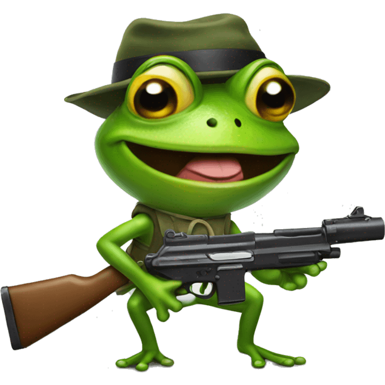 Frog with a gun emoji