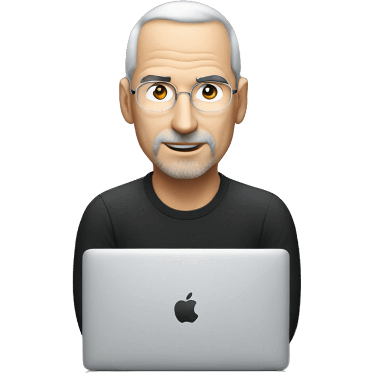 Steve job focus working on macbook emoji