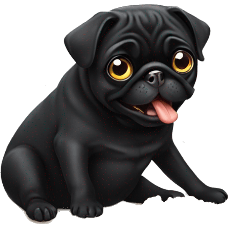 Black Pug eating emoji