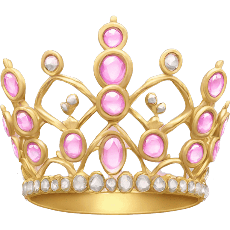 Gold tiara with light pink jewels emoji