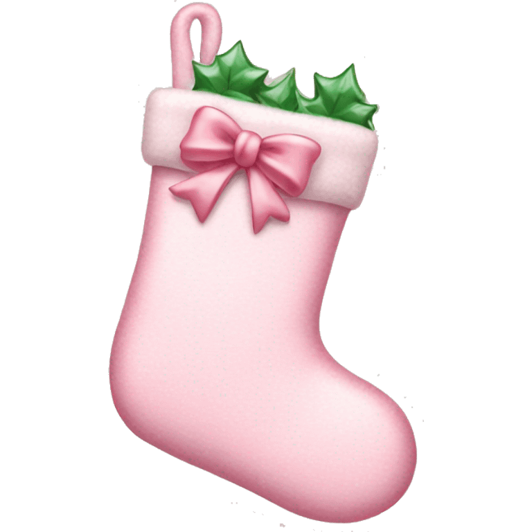 pastel pink Christmas stocking with bow emoji