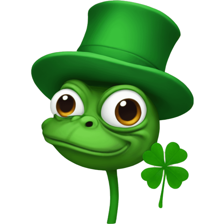 Pepe with a clover emoji