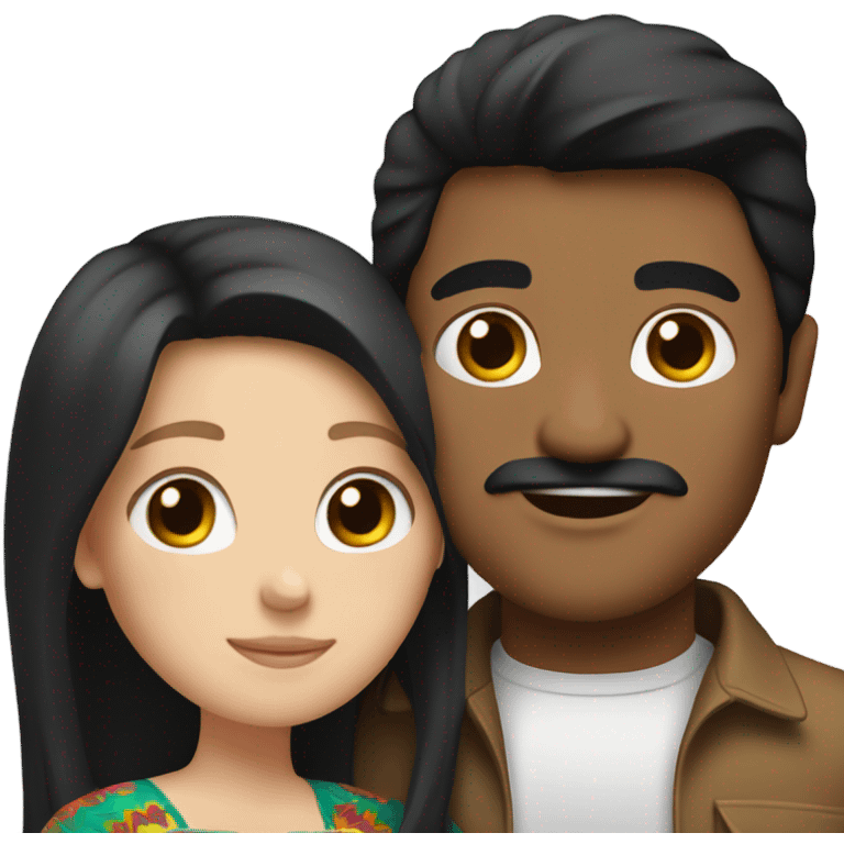 Mexican man hugging white girl with black hair emoji