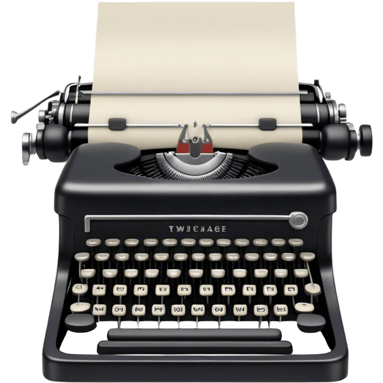 Create an emoji representing screenwriting. The design should feature an open script with visible dialogue and action lines, symbolizing the writing of a screenplay. Include a classic typewriter or a modern writing device, such as a laptop, to signify the process of creating a script. Add a vintage film camera next to the script to emphasize the cinematic aspect of screenwriting. Use a professional color palette with black, white, and subtle metallic tones. Do not include any emojis or smiley faces. Make the background transparent. emoji