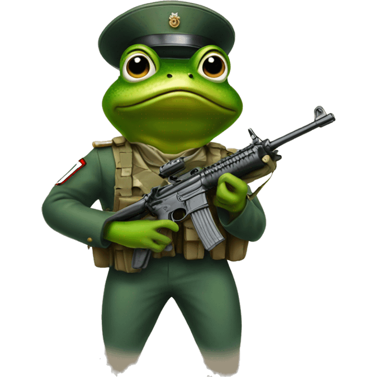 A frog as a soldier holding a rifle  emoji