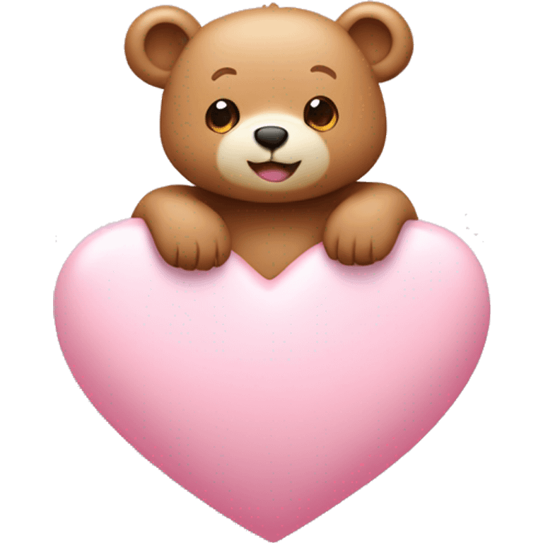 Cute small Bear on top of a light pink heart  emoji