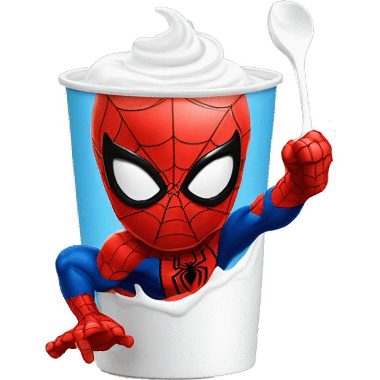 Spiderman tomando yogurt emoji