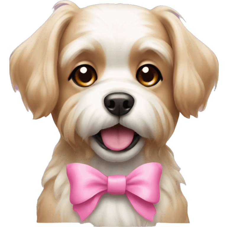 Shitzhu dog with pink bow  emoji