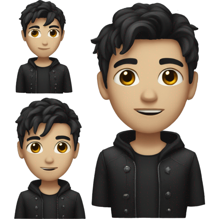 Young man with dark hair and gothic style emoji