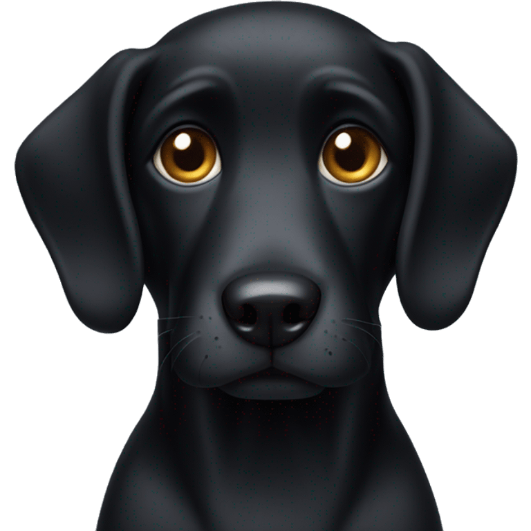 Black dog with long standing ears  emoji