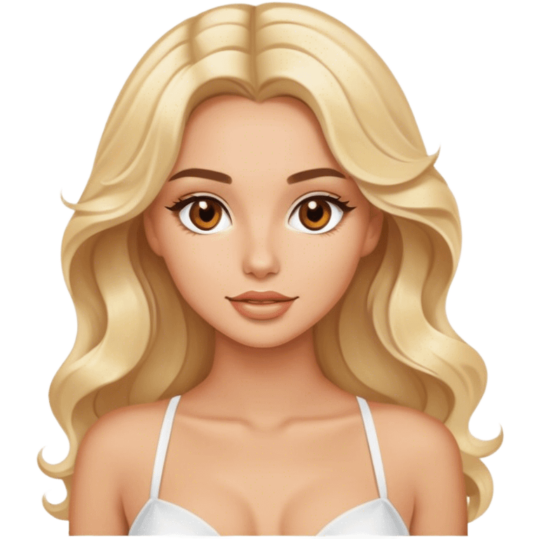 Luxury blonde model, brown eyes, sleek wavy hair, honeymoon  emoji