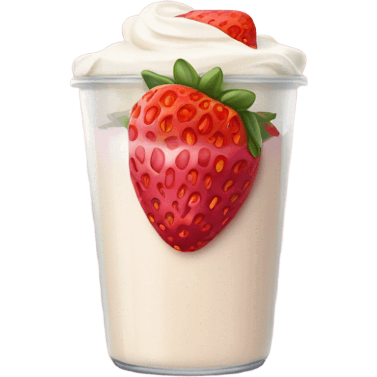 Fresas con crema en vaso emoji