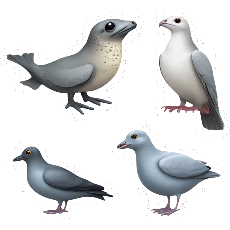 Seal, frog and pigeon  emoji