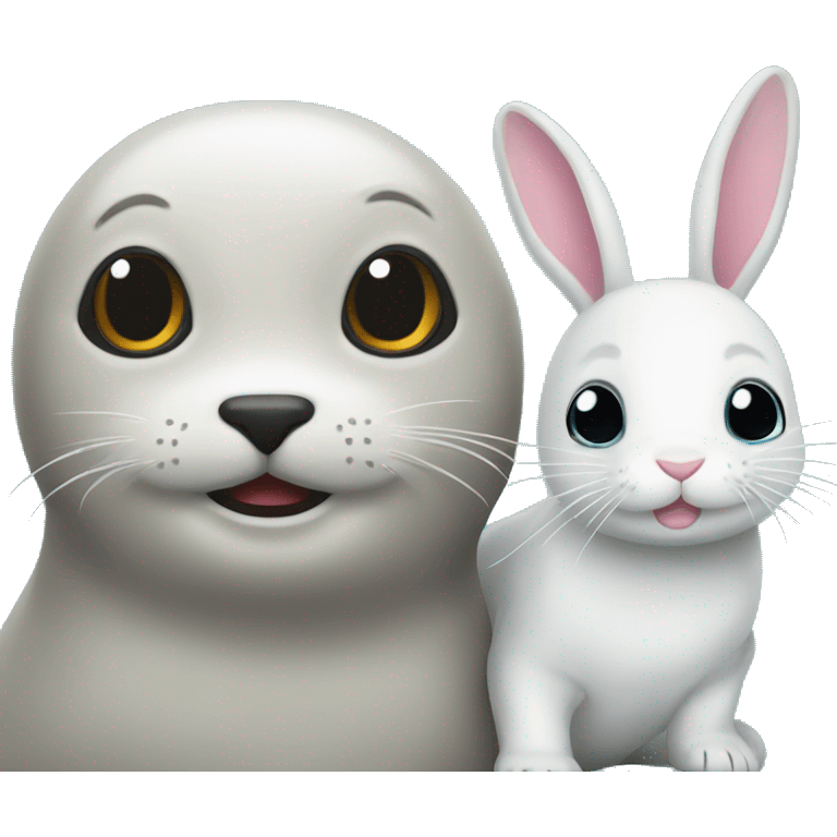 Little seal and bunny  emoji