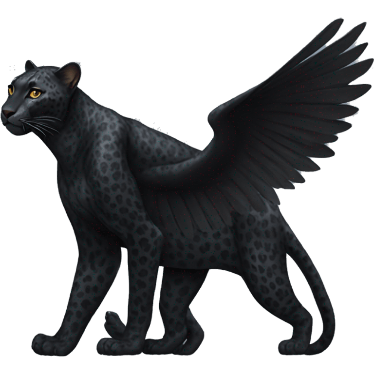 realistic winged black leopard emoji