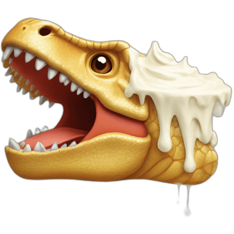 Dinosaure qui mange de la crème glacée emoji