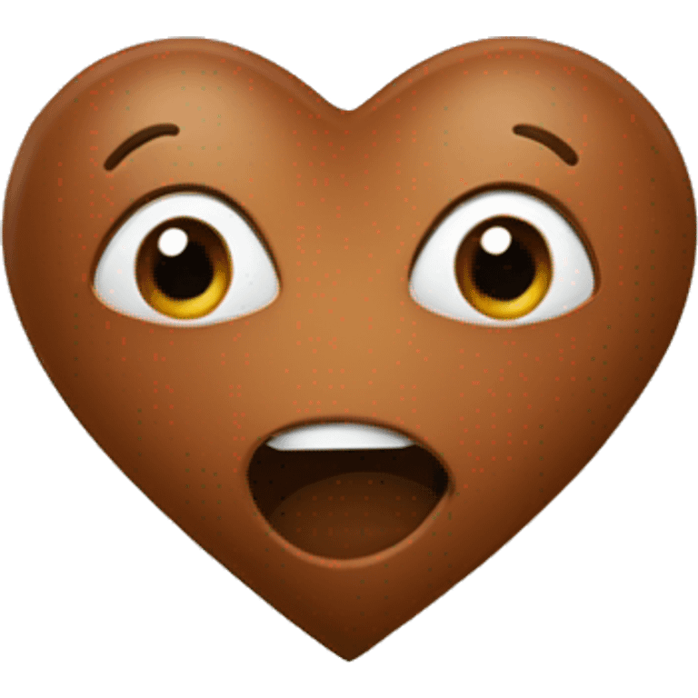 Brown heart with face emoji