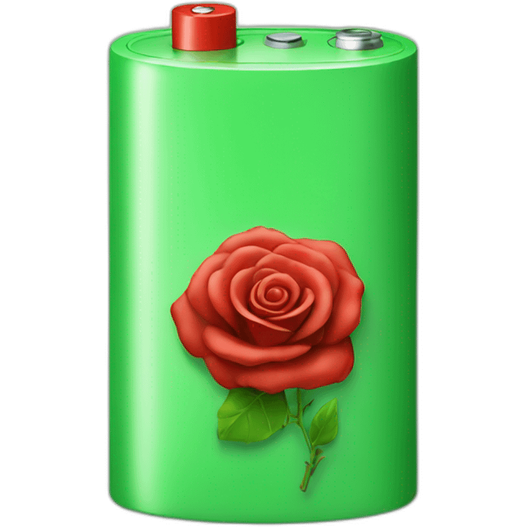 Full green Battery with red rose  emoji