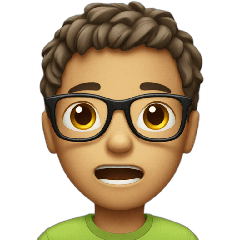 Scared little boy wearing glasses  emoji