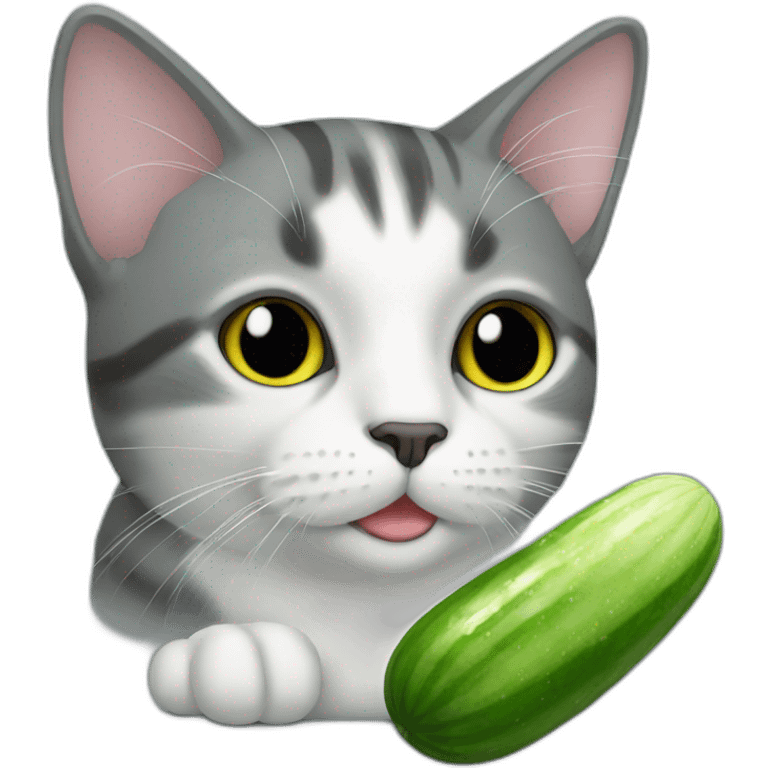 Cat with cucumber  emoji