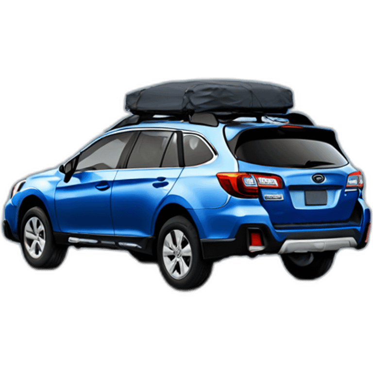 Blue Subaru Outback with a black cargo box emoji