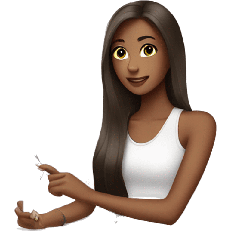 Brunette Girl getting a manicure at nail salon emoji