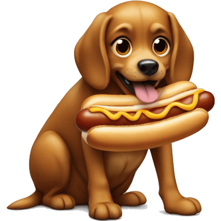 Dog eating hotdog emoji