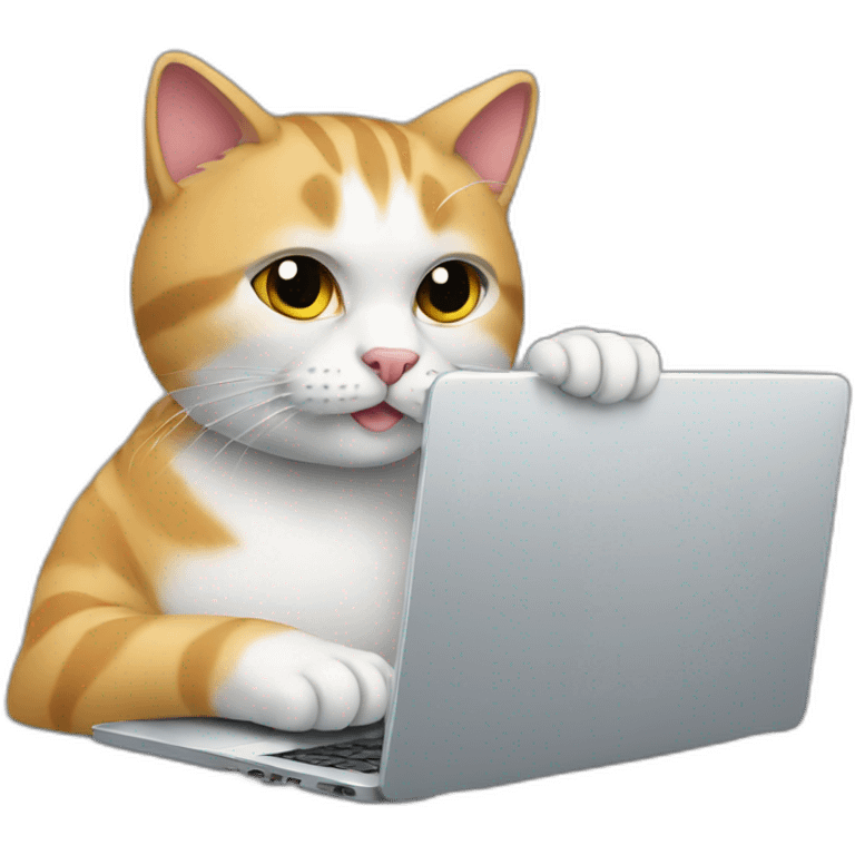 the cat is working on a laptop emoji