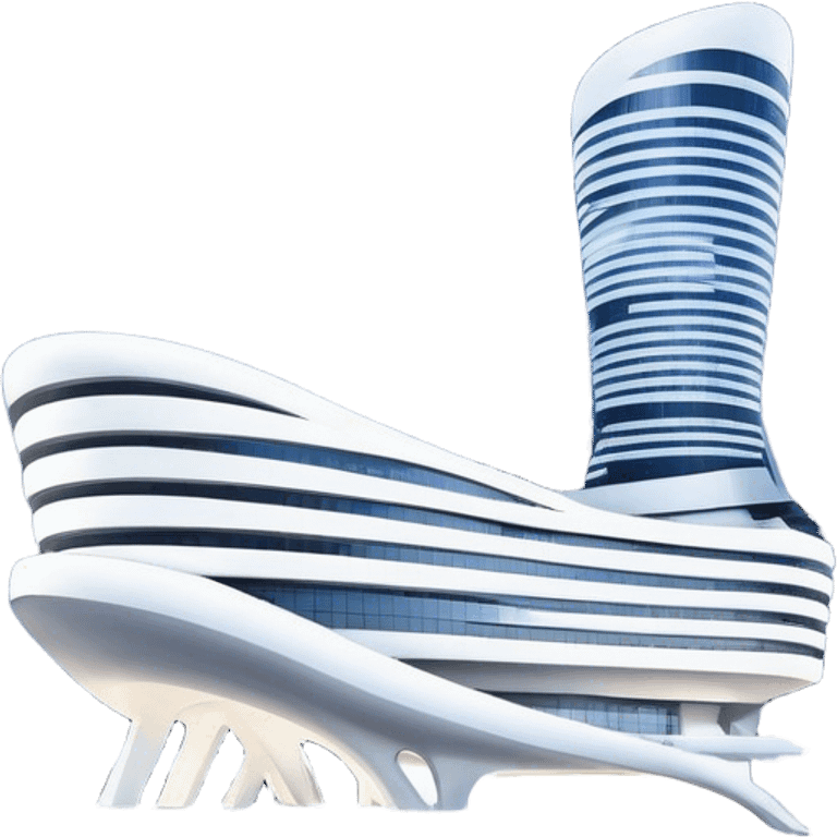 Realistic Dongdaemun Design Plaza (DDP) Landmark Emoji, featuring the iconic curving silver structure with futuristic architecture, illuminated pathways, and a sleek modern design set against the Seoul cityscape. emoji