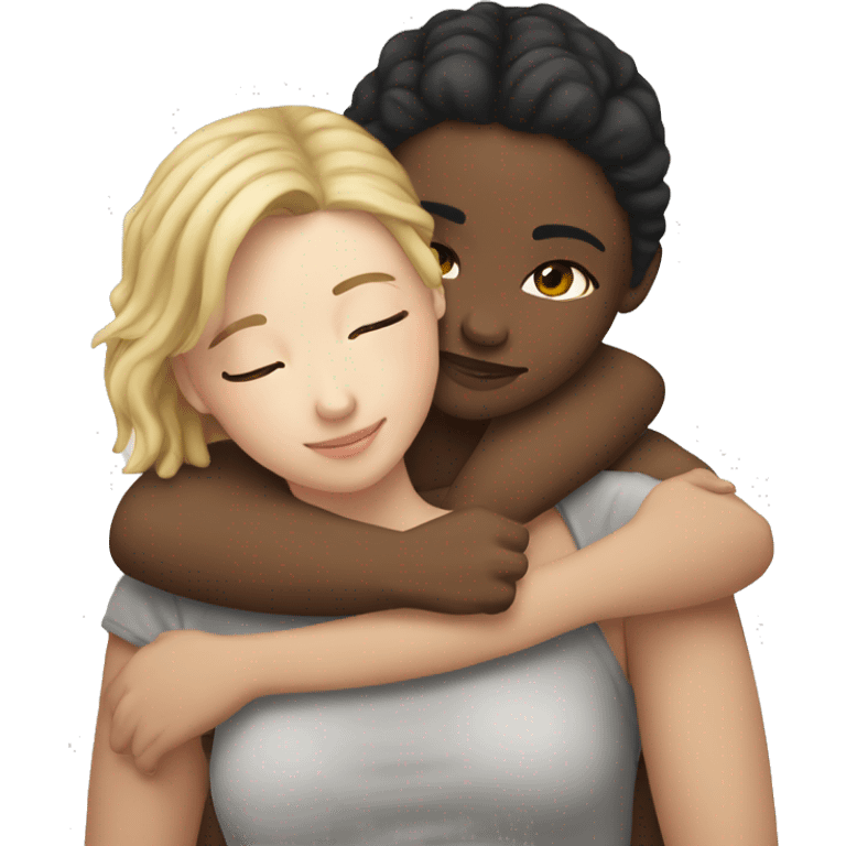 Two white girls cuddling romantically emoji