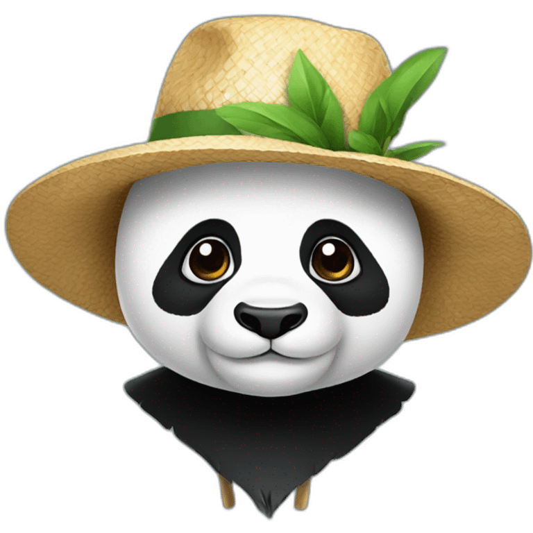 panda with a straw hat emoji