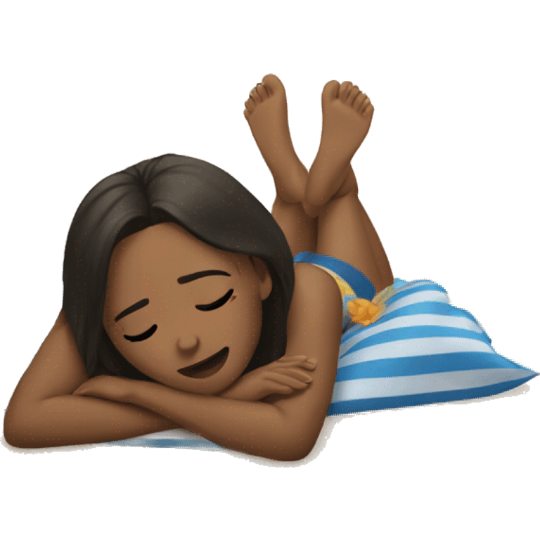 Girl lying on the beach crying emoji