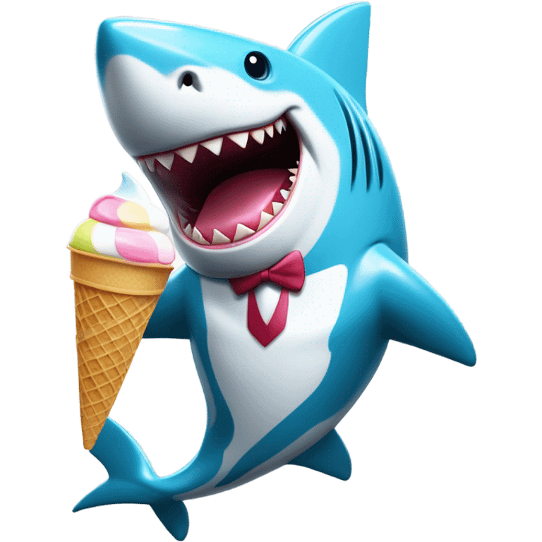 shark with suit eating ice cream  emoji