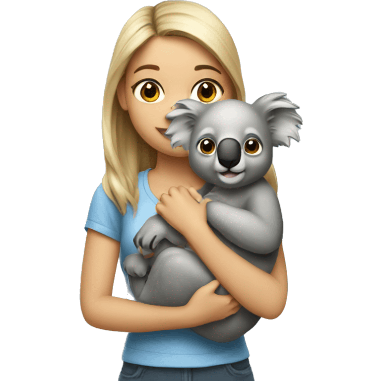 Girl holding koala  emoji