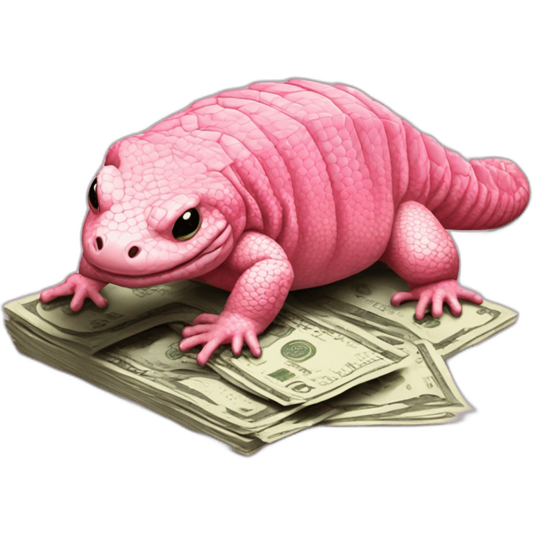 fat tegu lizard pink with cash emoji