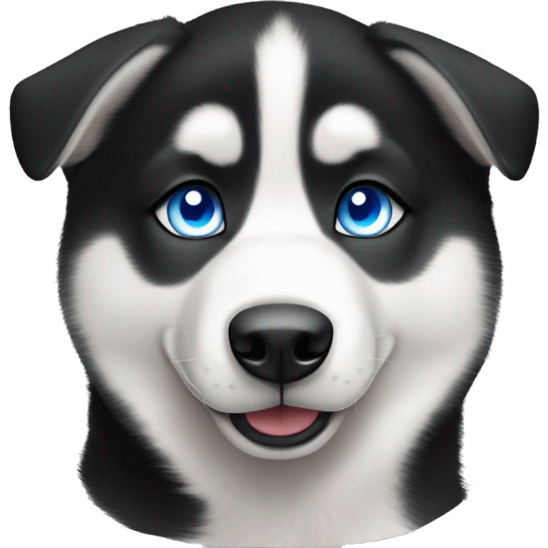 realistic looking Short haired black and white Siberian husky with blue eyes emoji