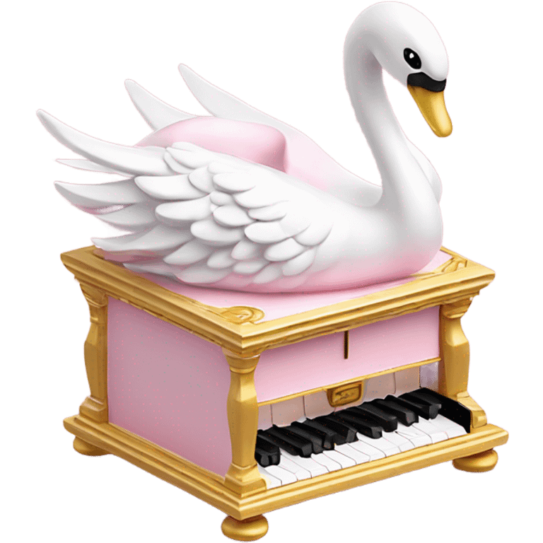 3d isometric swan music box soft pink emoji