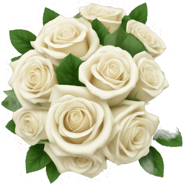 White and cream rose wedding bouquet with greenery emoji