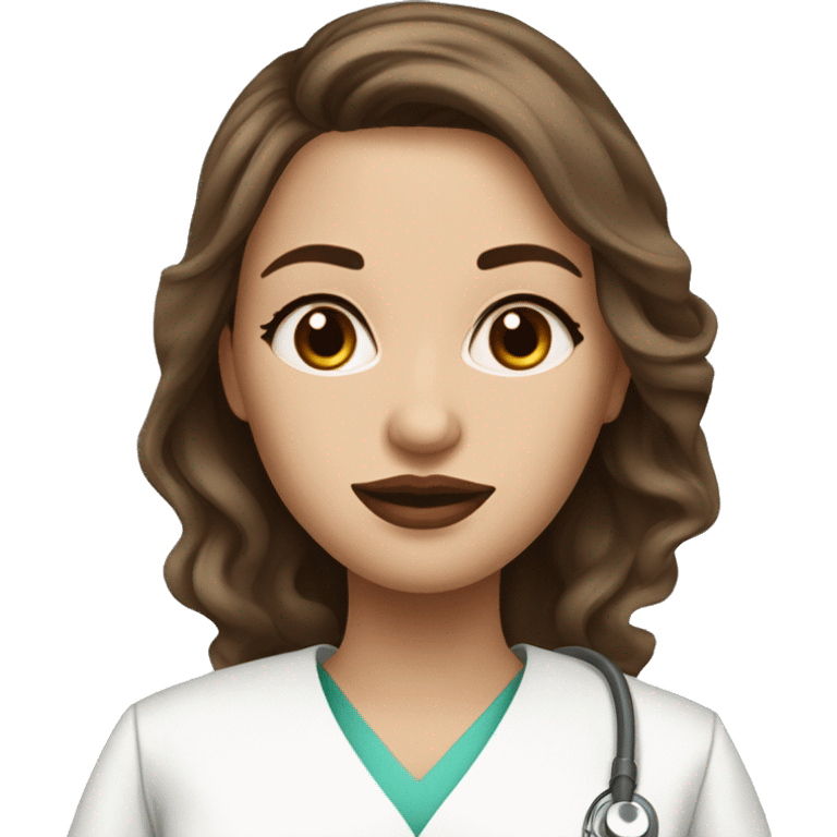 white skin beautiful woman with brown hair full lips in a medical gown emoji