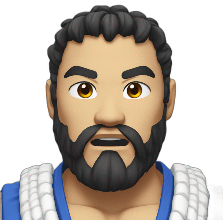 Street fighter Ryu with blue eyes and beard emoji