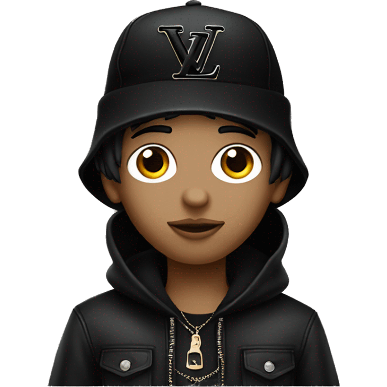 Goth boy with black louis vuitton cap  emoji