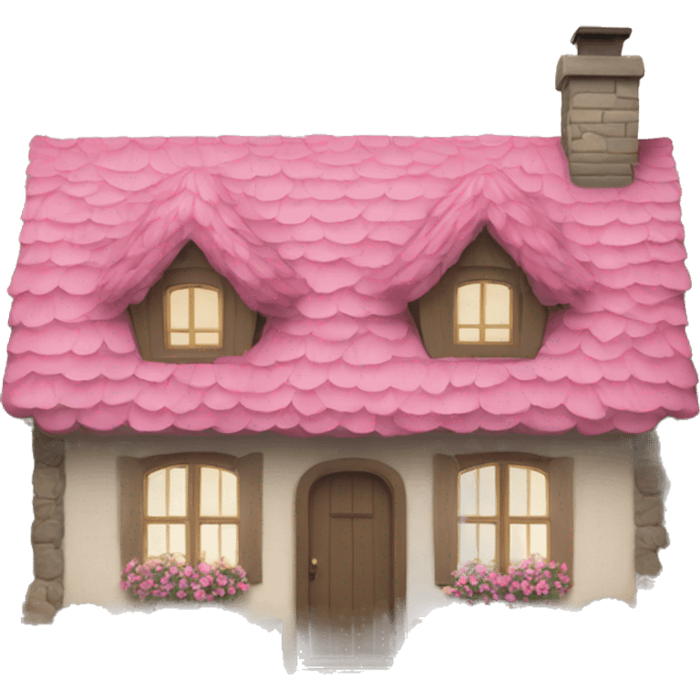 cottage with pink flowers emoji