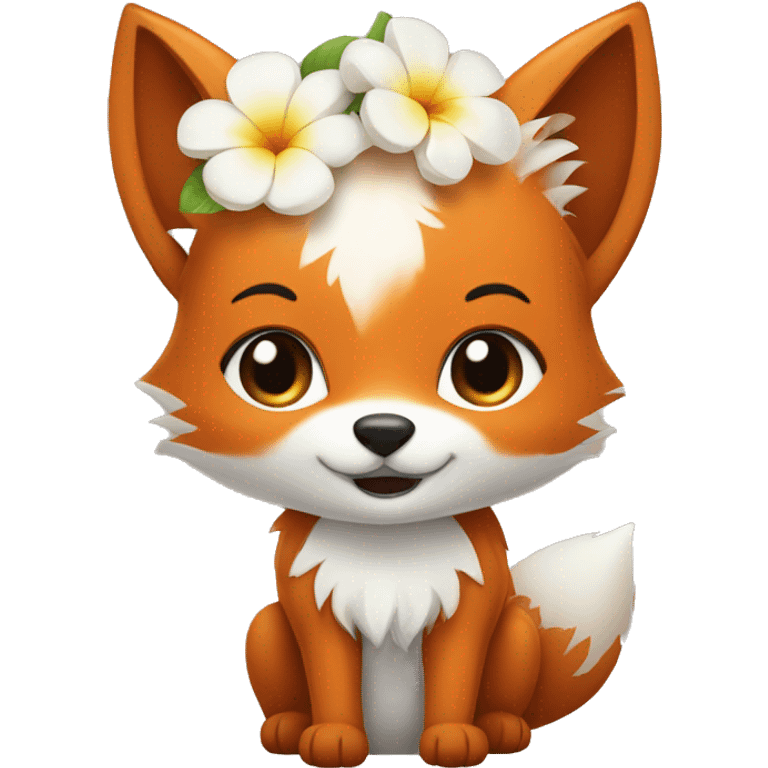 Cute Fox with a white flower on the head emoji