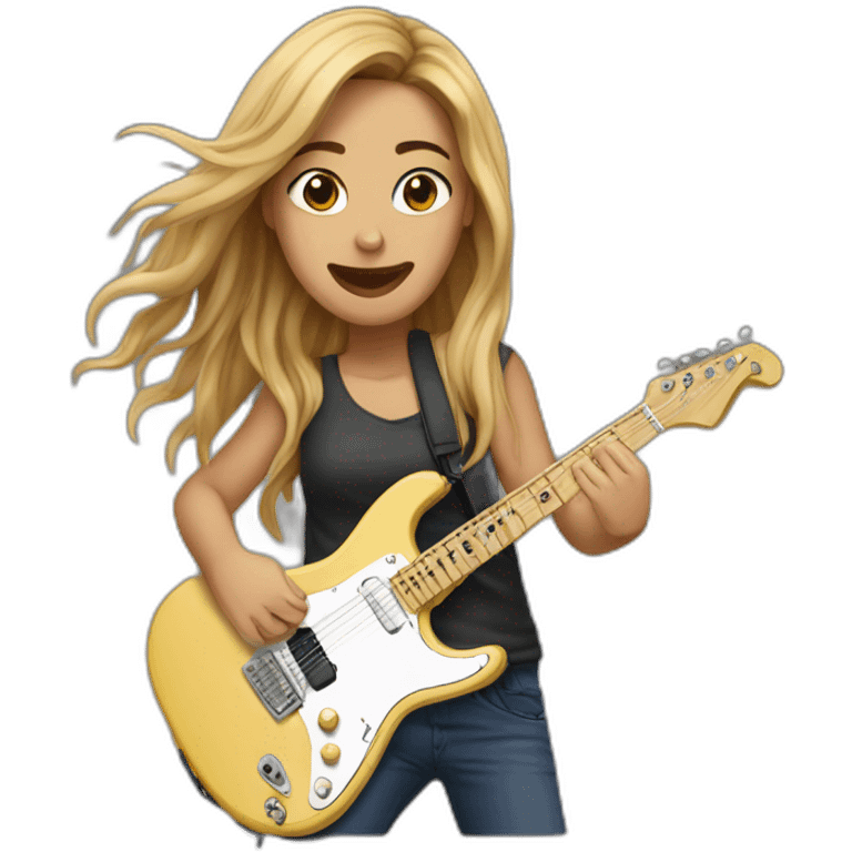 Mariana tocando rock emoji