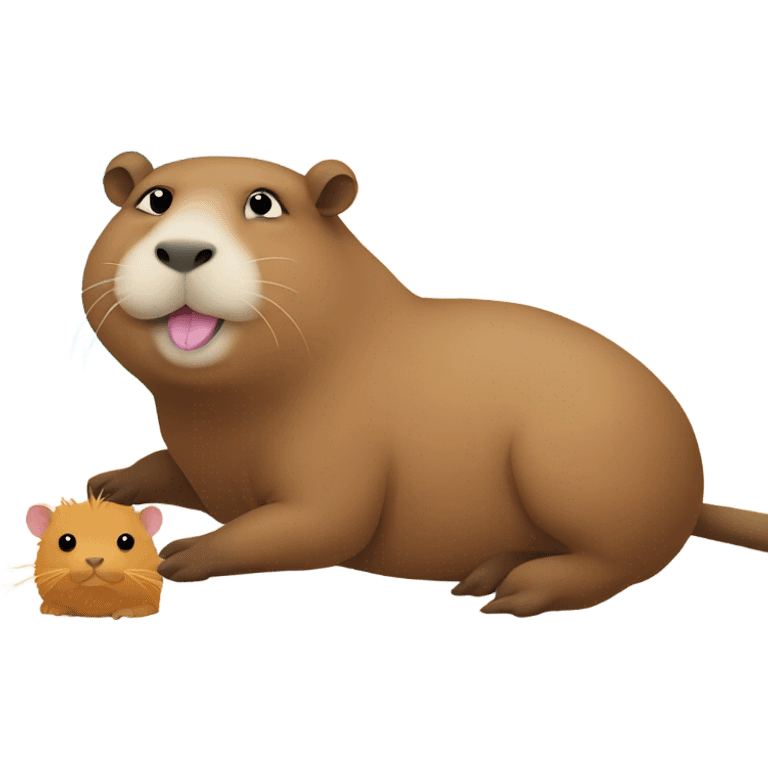 Capybara with cat on a beach emoji