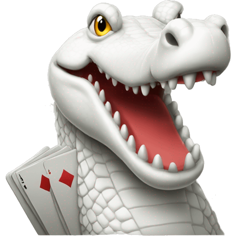 White crocodile playing poker emoji