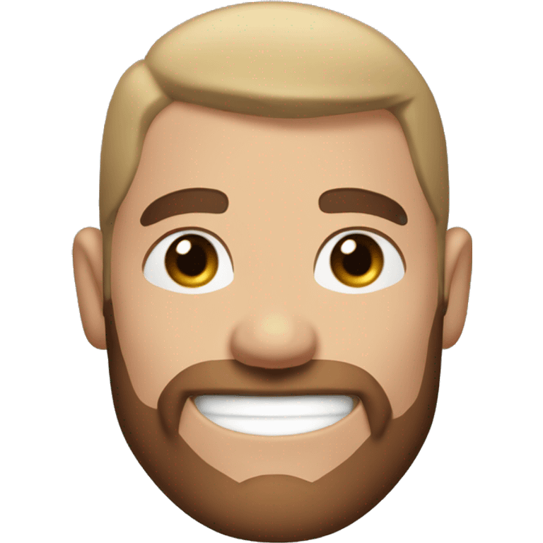 Irish superman, redish hair, blue eyes, redish brownish facial hair, muscular body, 180 pounds, smiling emoji