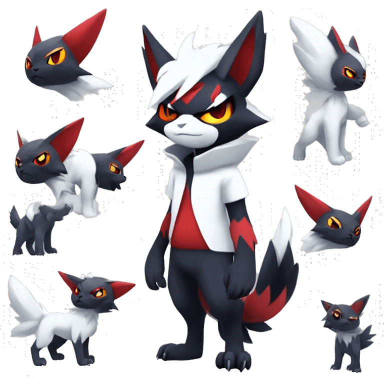 Edgy Cool Kawaii Litten-Absol-Zorua-Zangoose-Pokémon Full Body emoji